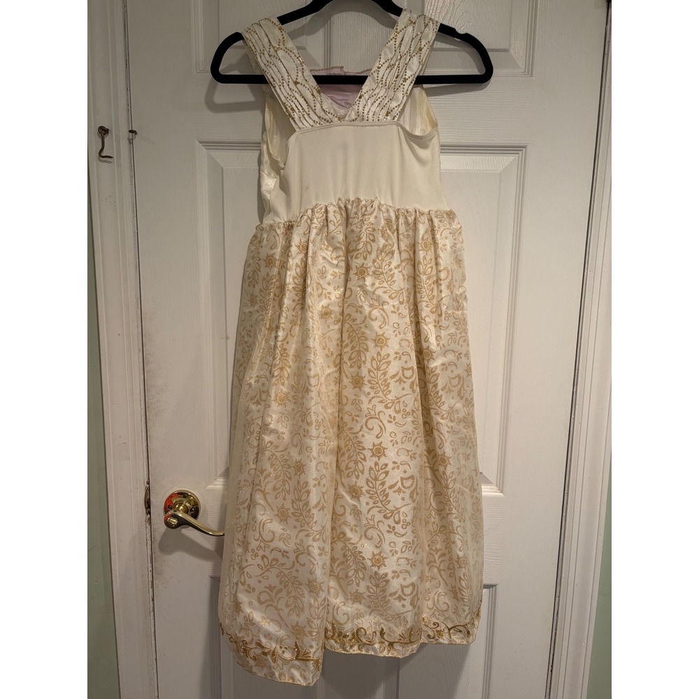 Disney Rapunzel Princess Costume Dress Girls size 10 Cream Gold Purple Tangled - Picture 2 of 14